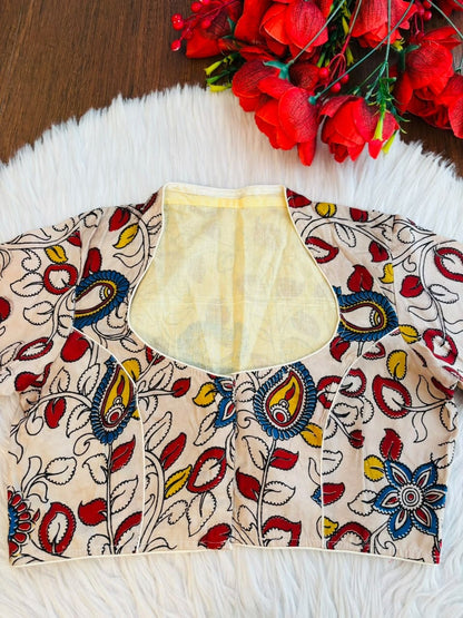 Retro Sketch Kalamkari Designer Blouse