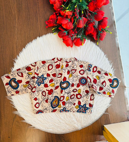 Retro Sketch Kalamkari Designer Blouse