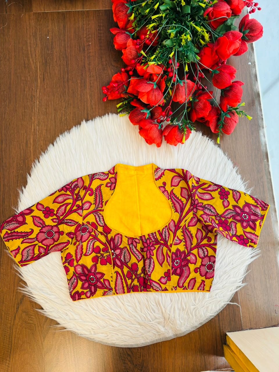 Retro Sketch Kalamkari Designer Blouse