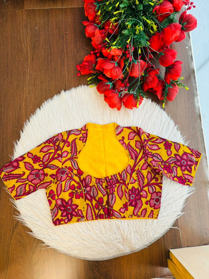 Retro Sketch Kalamkari Designer Blouse
