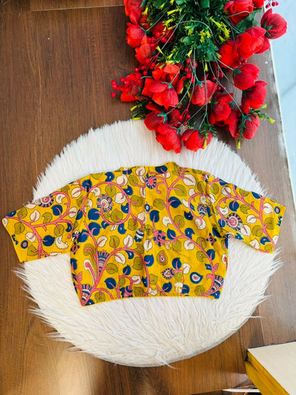 Retro Sketch Kalamkari Designer Blouse