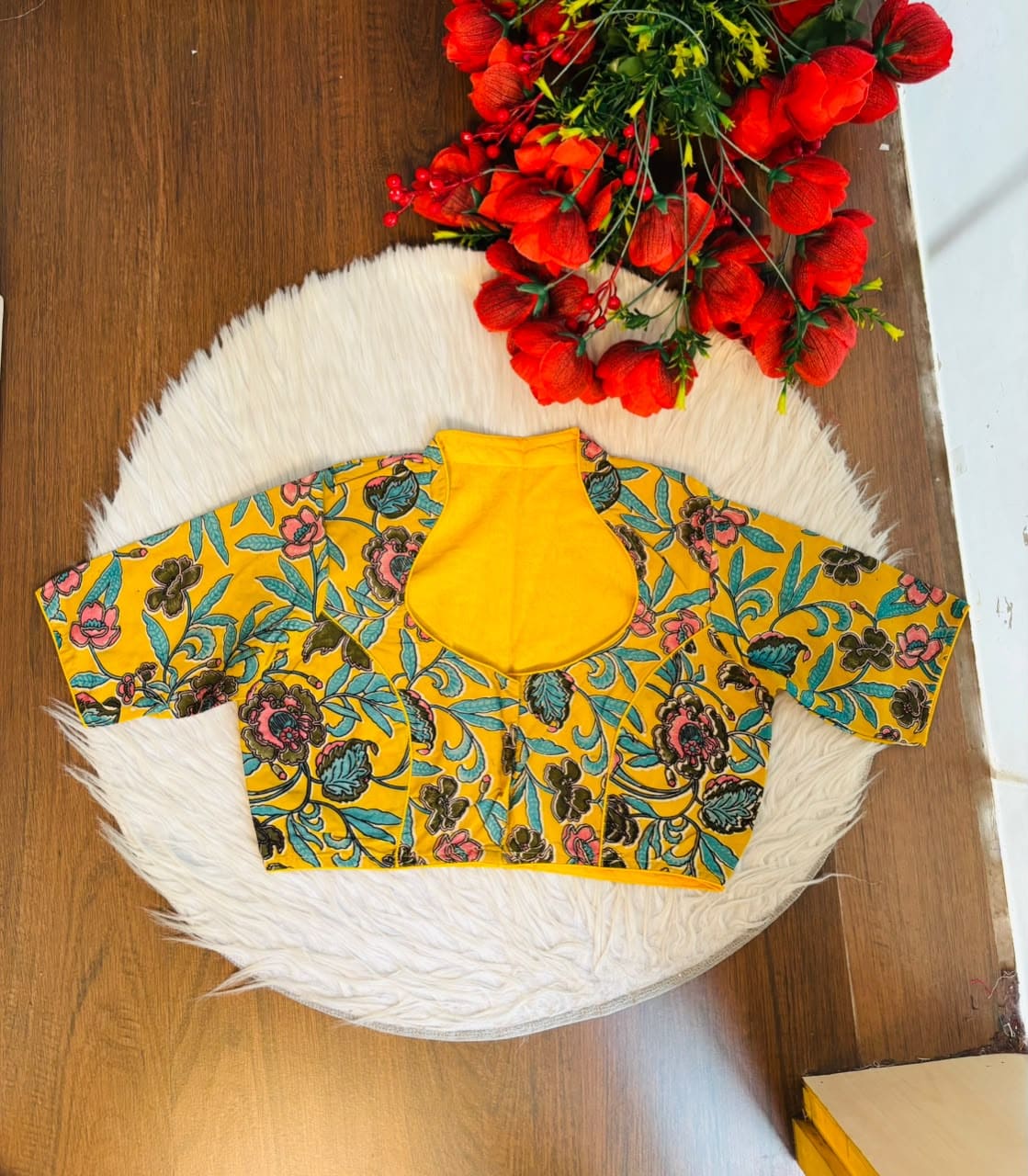 Retro Sketch Kalamkari Designer Blouse