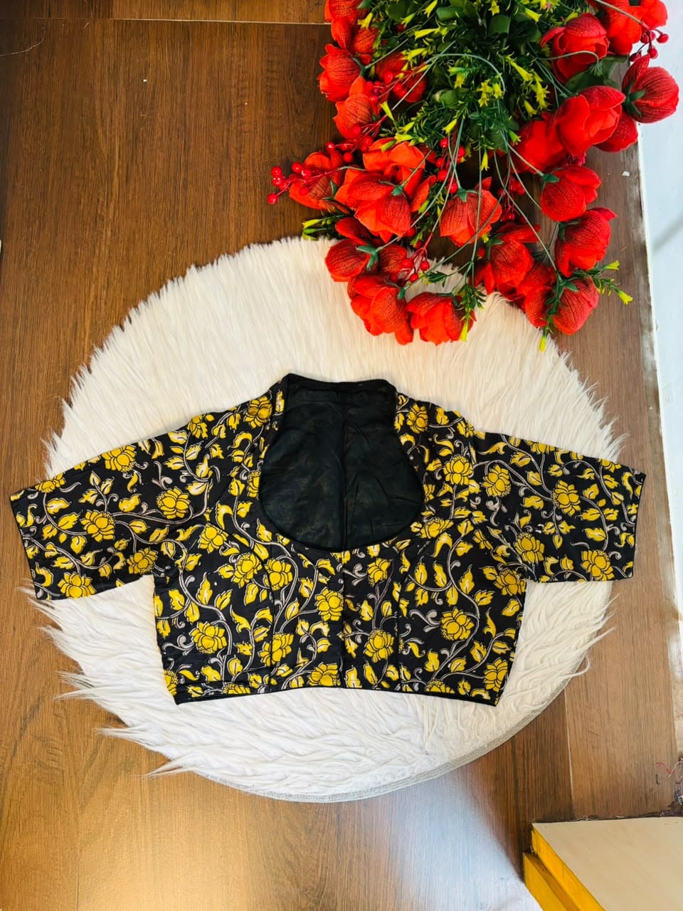 Retro Sketch Kalamkari Designer Blouse
