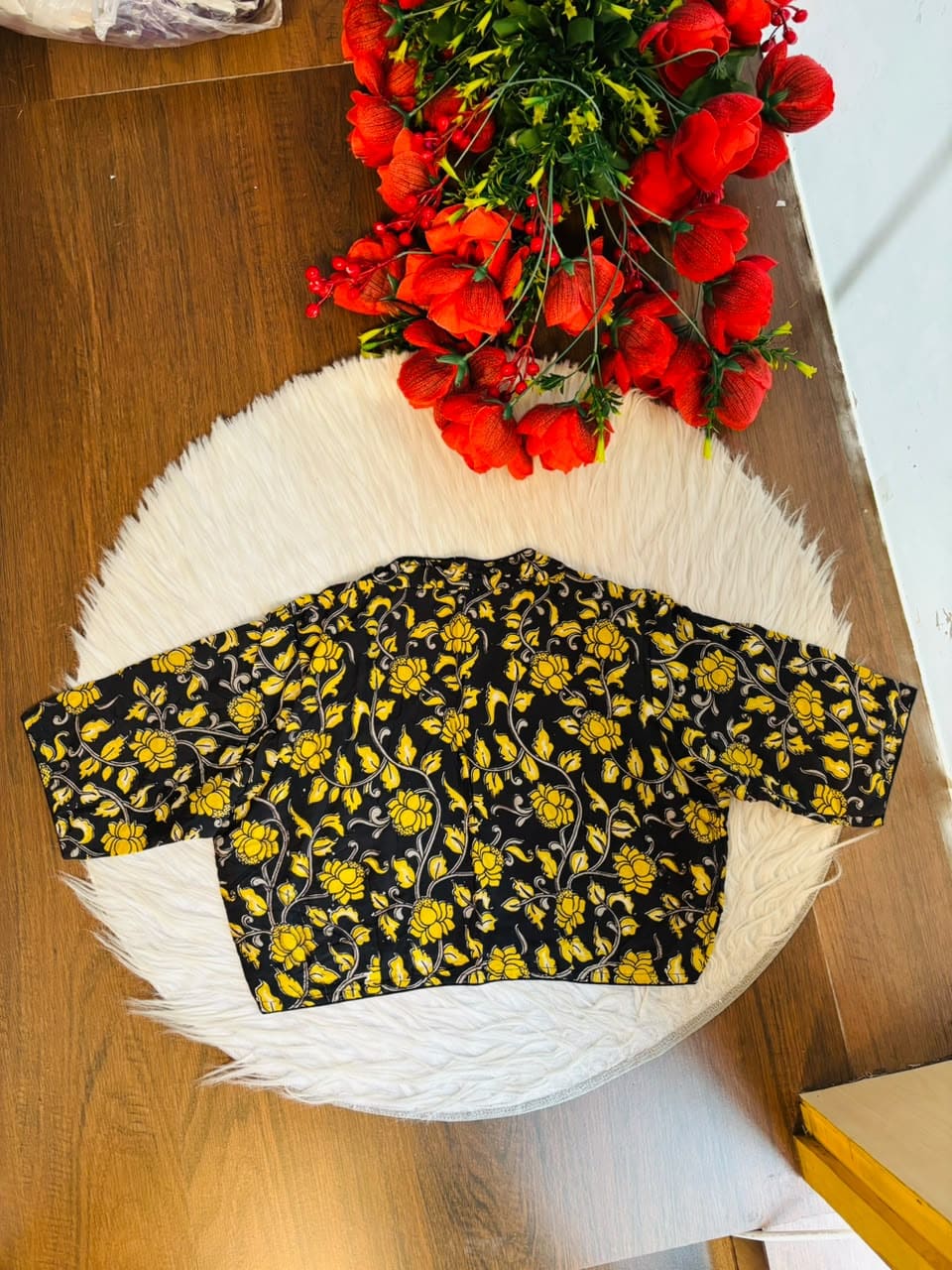 Retro Sketch Kalamkari Designer Blouse