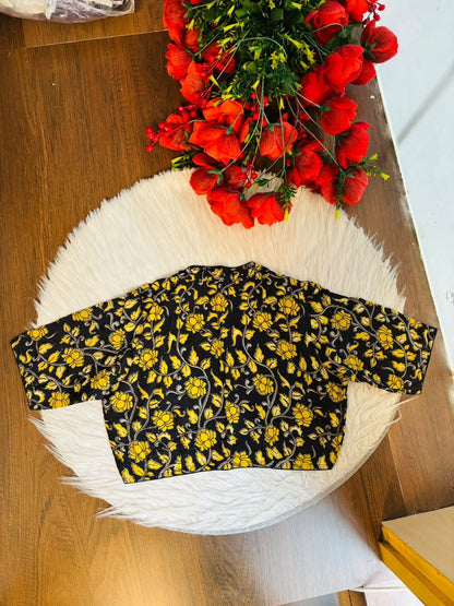 Retro Sketch Kalamkari Designer Blouse