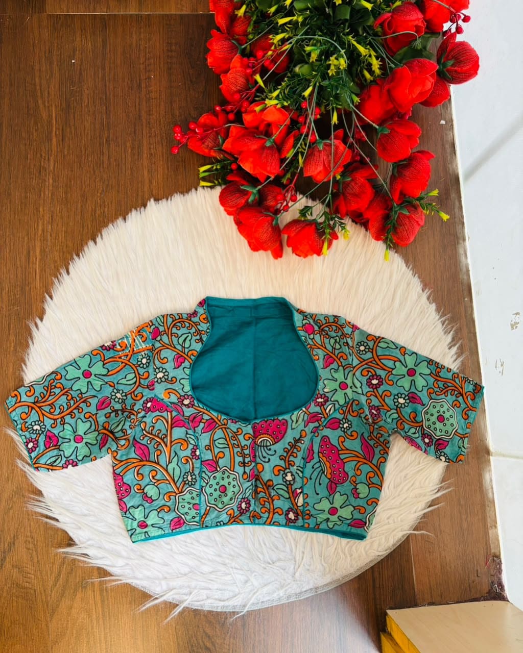 Retro Sketch Kalamkari Designer Blouse