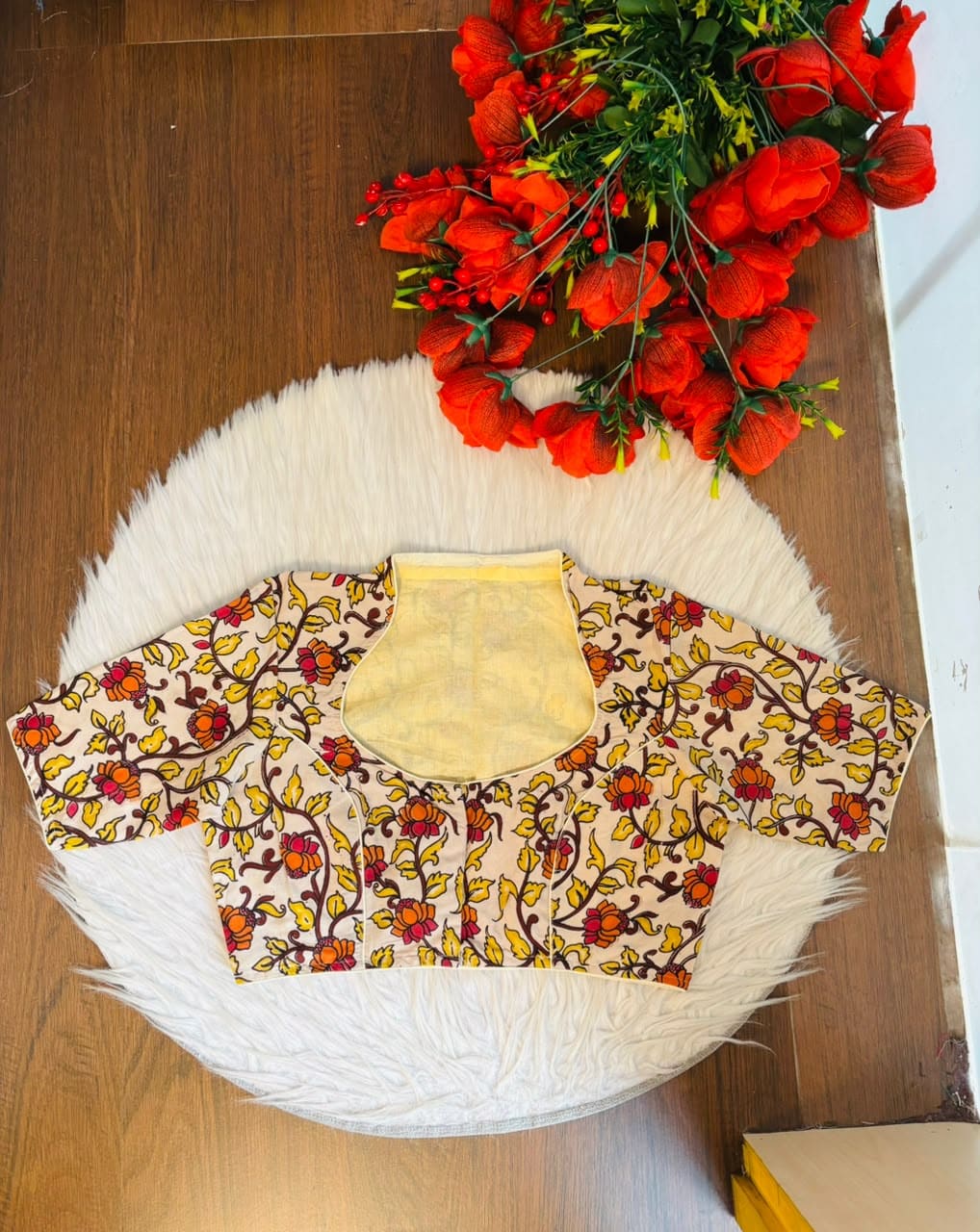 Retro Sketch Kalamkari Designer Blouse