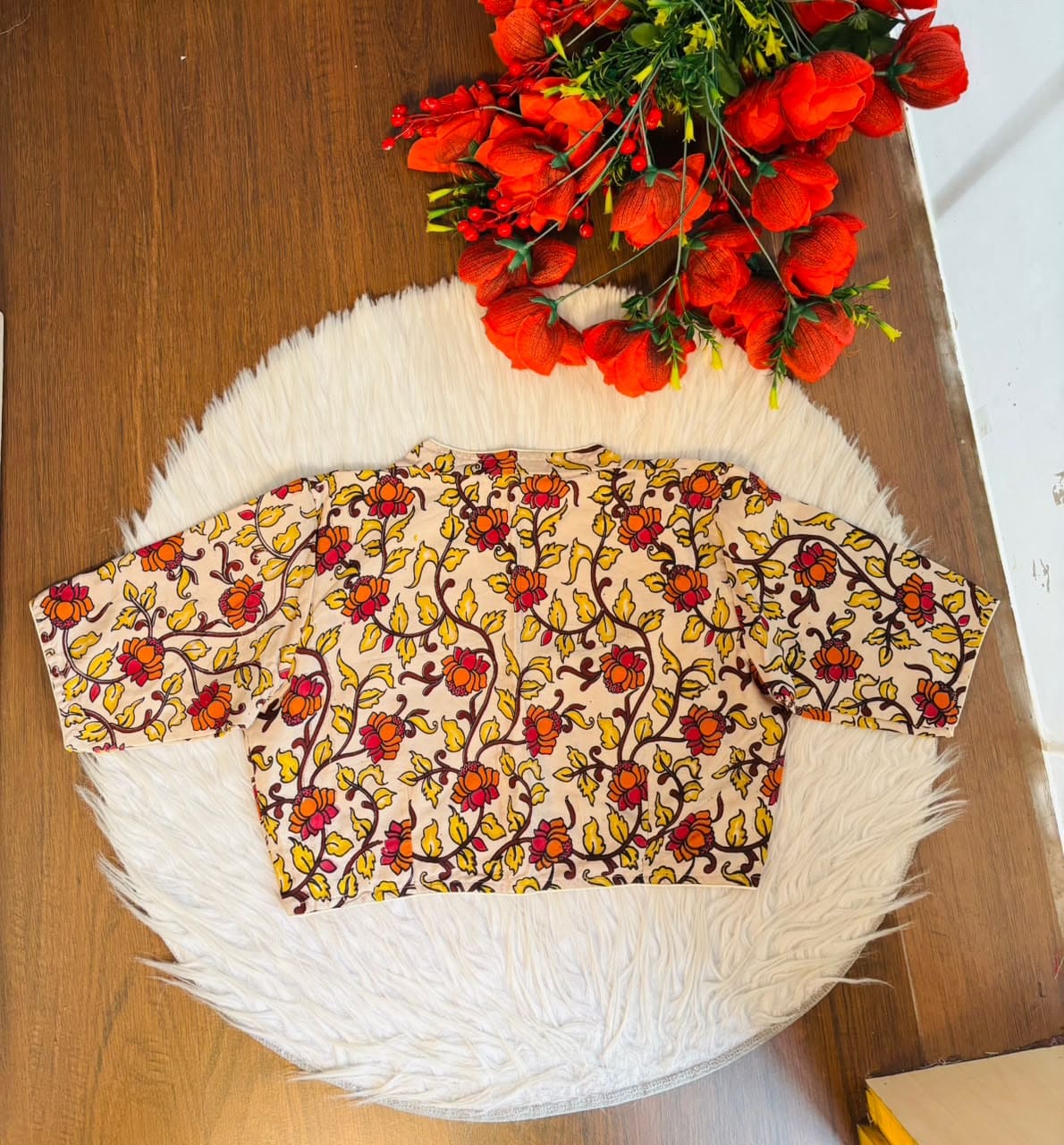 Retro Sketch Kalamkari Designer Blouse
