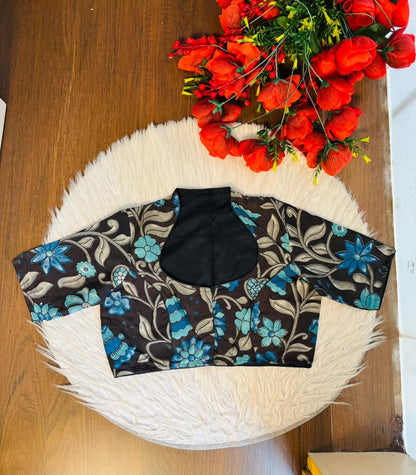 Retro Sketch Kalamkari Designer Blouse
