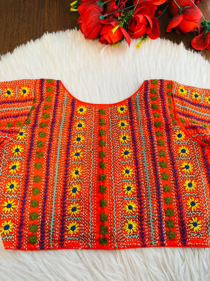 Sunflower Reverie-Multicolor Handwork Blouse