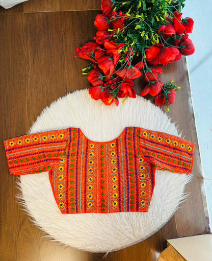 Sunflower Reverie-Multicolor Handwork Blouse