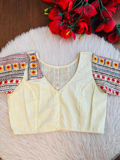 Sunflower Reverie-Multicolor Handwork Blouse