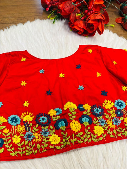 Blooming Paradise – Handstitched Designer Blouse