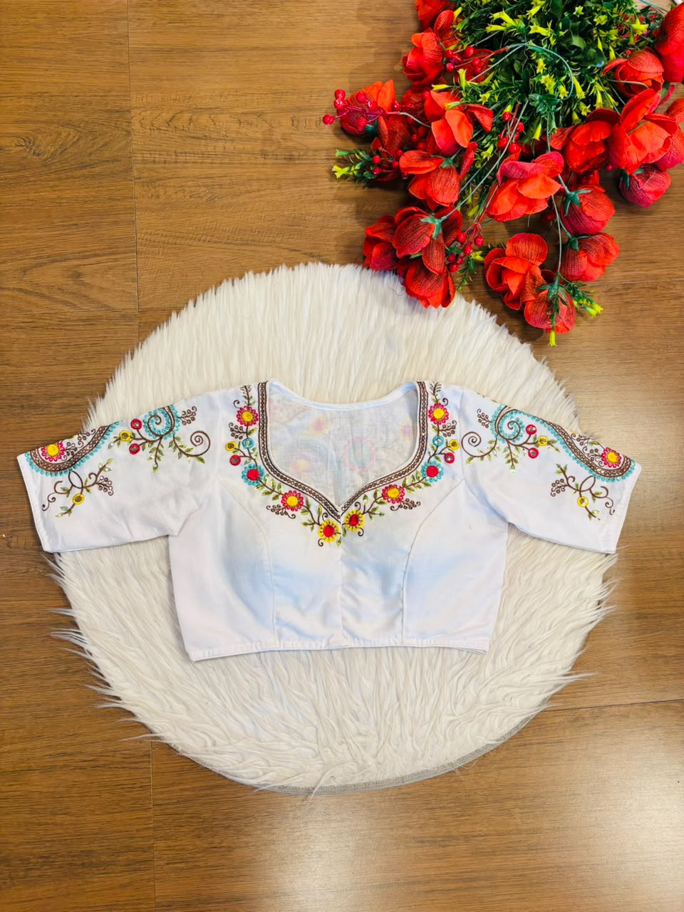 Festive Paisley Vichitra Silk Blouse