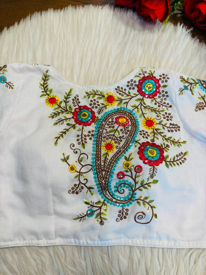 Festive Paisley Vichitra Silk Blouse