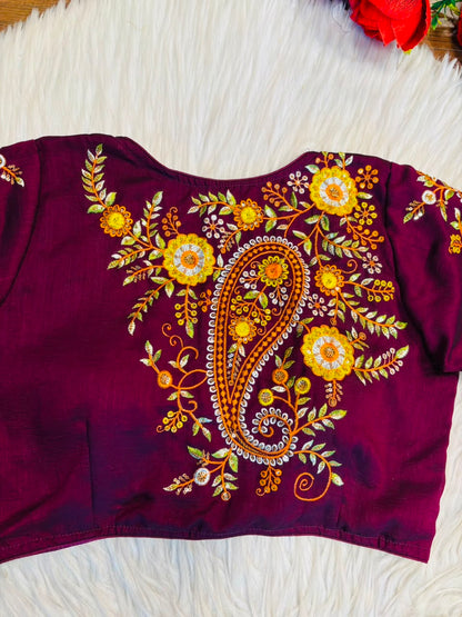 Festive Paisley Vichitra Silk Blouse