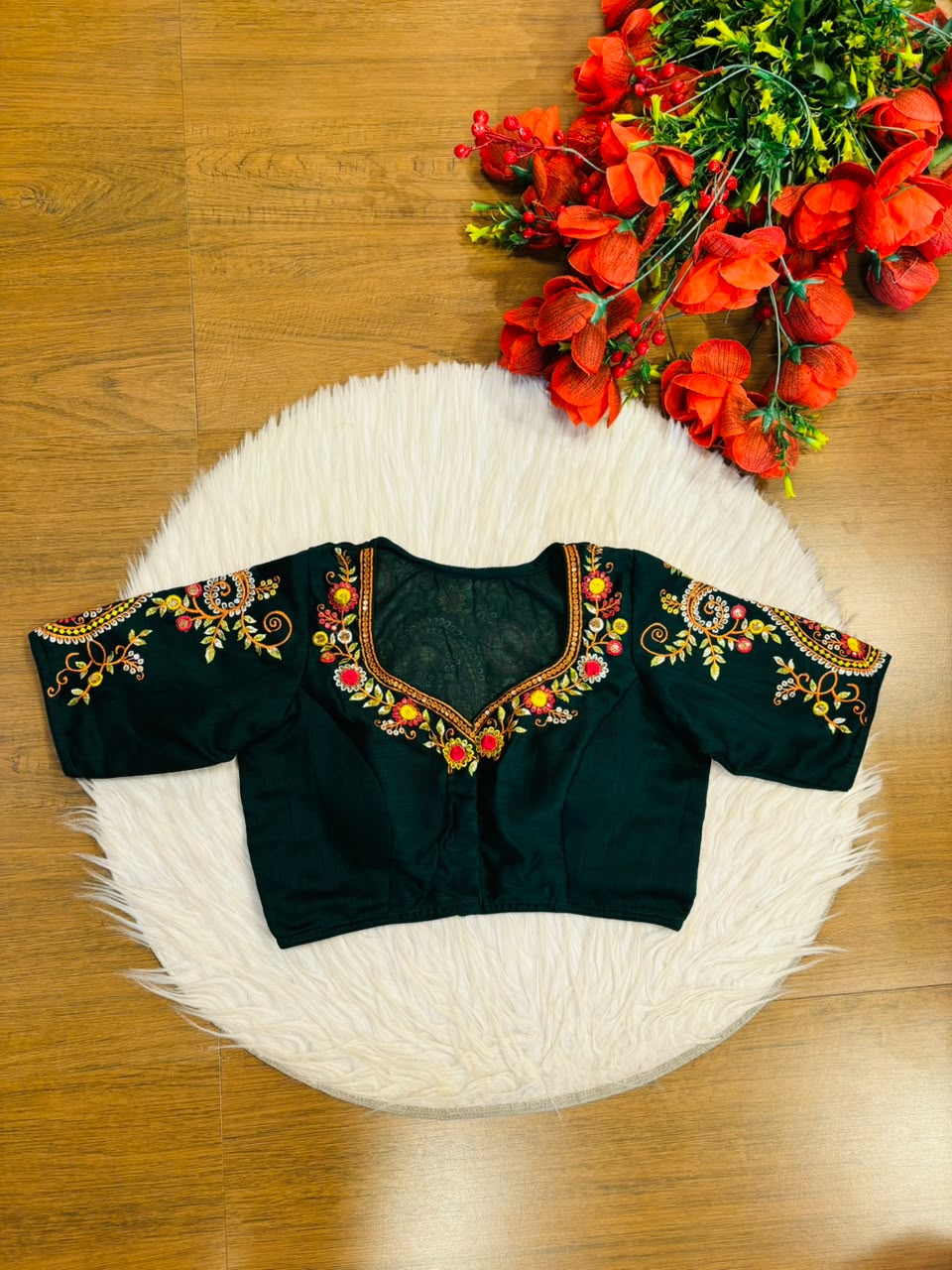 Festive Paisley Vichitra Silk Blouse