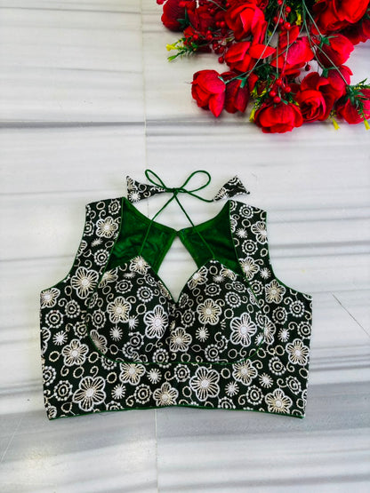 The Glam Edit Vichitra Silk Embroidered Blouse
