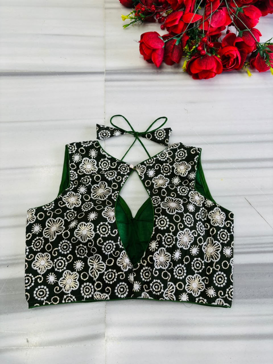 The Glam Edit Vichitra Silk Embroidered Blouse