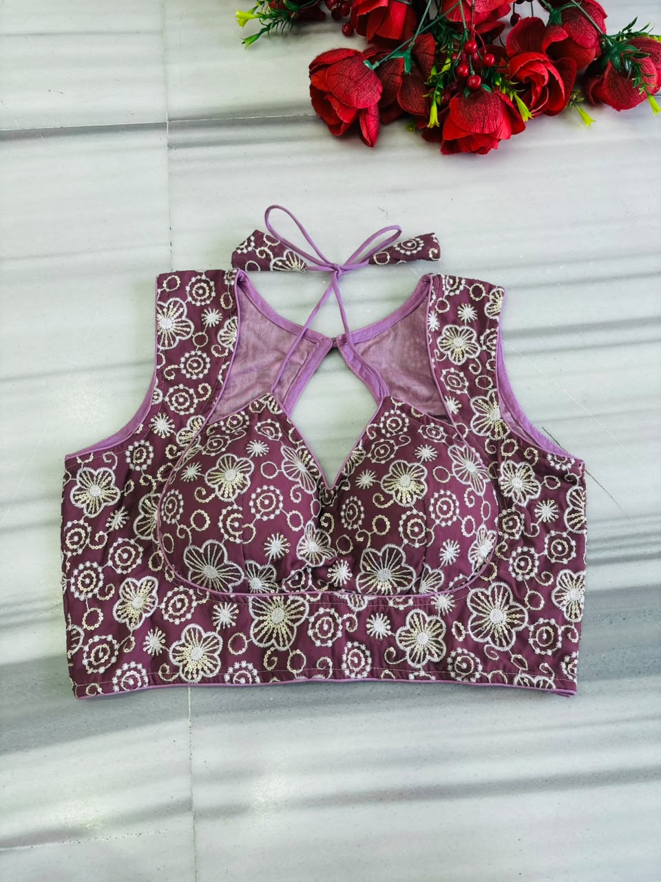 The Glam Edit Vichitra Silk Embroidered Blouse
