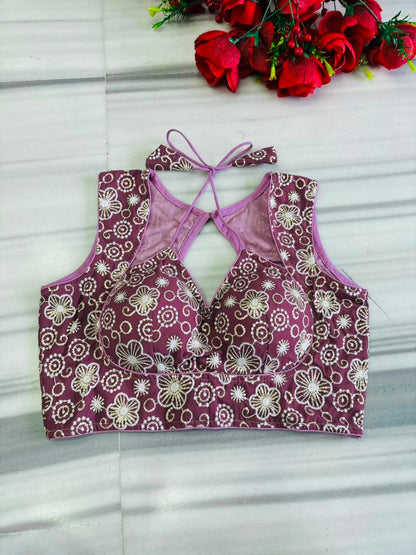 The Glam Edit Vichitra Silk Embroidered Blouse