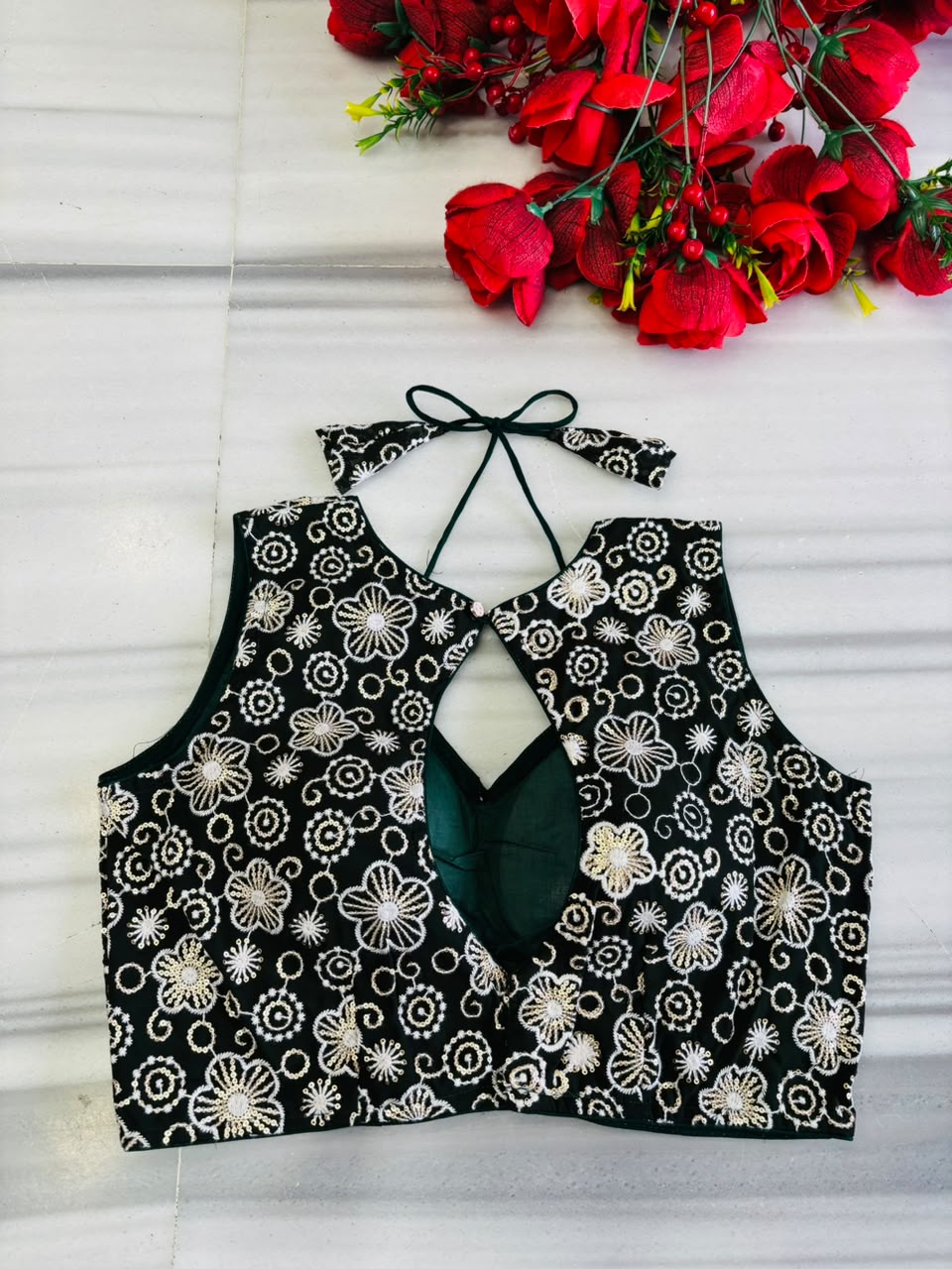 The Glam Edit Vichitra Silk Embroidered Blouse