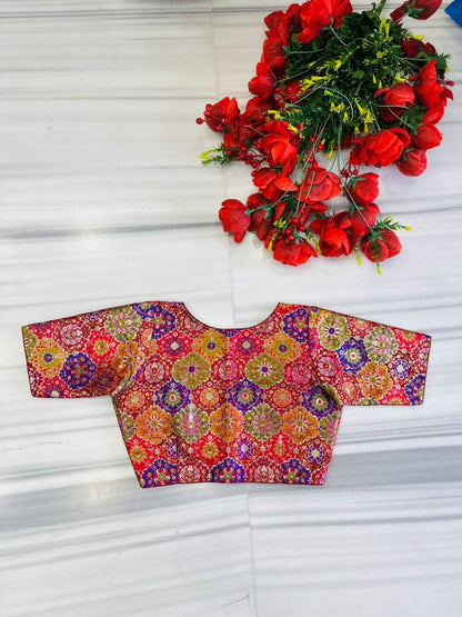 Crown on Repeat – Meenakari Katan Silk Banarasi Designer Blouse