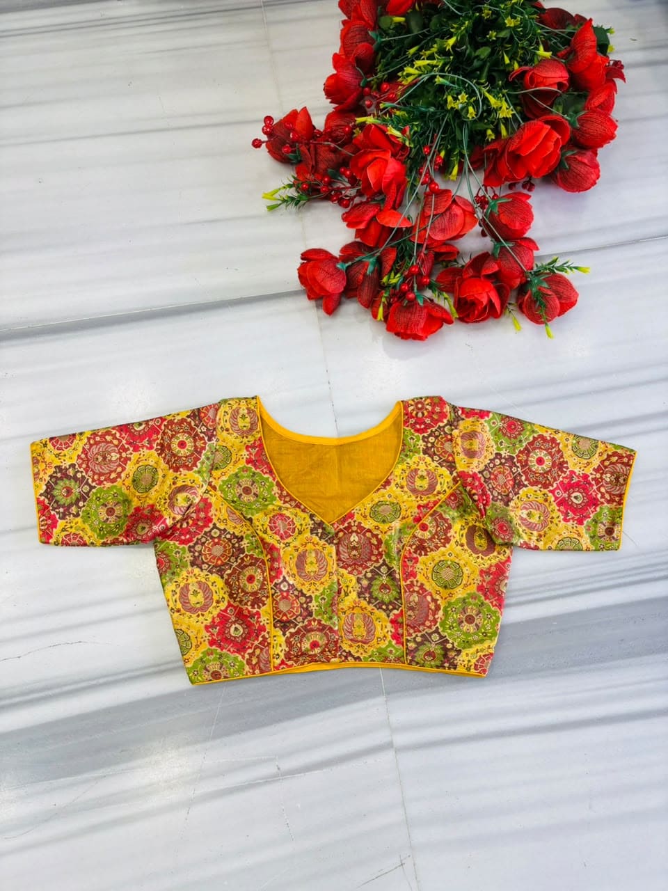 Crown on Repeat – Meenakari Katan Silk Banarasi Designer Blouse
