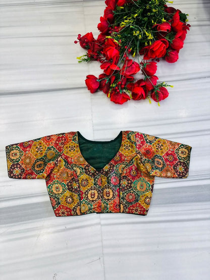 Crown on Repeat – Meenakari Katan Silk Banarasi Designer Blouse