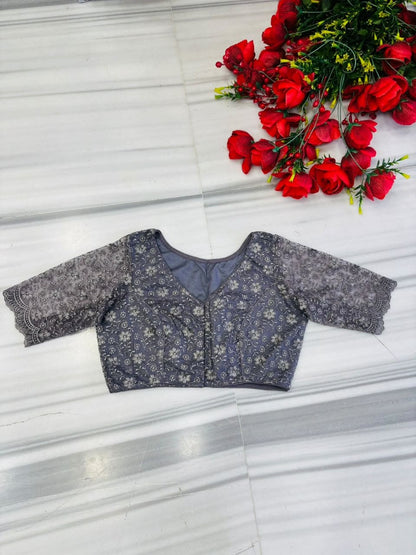 Magnificent Bloom Heritage Net Chikankari Blouse