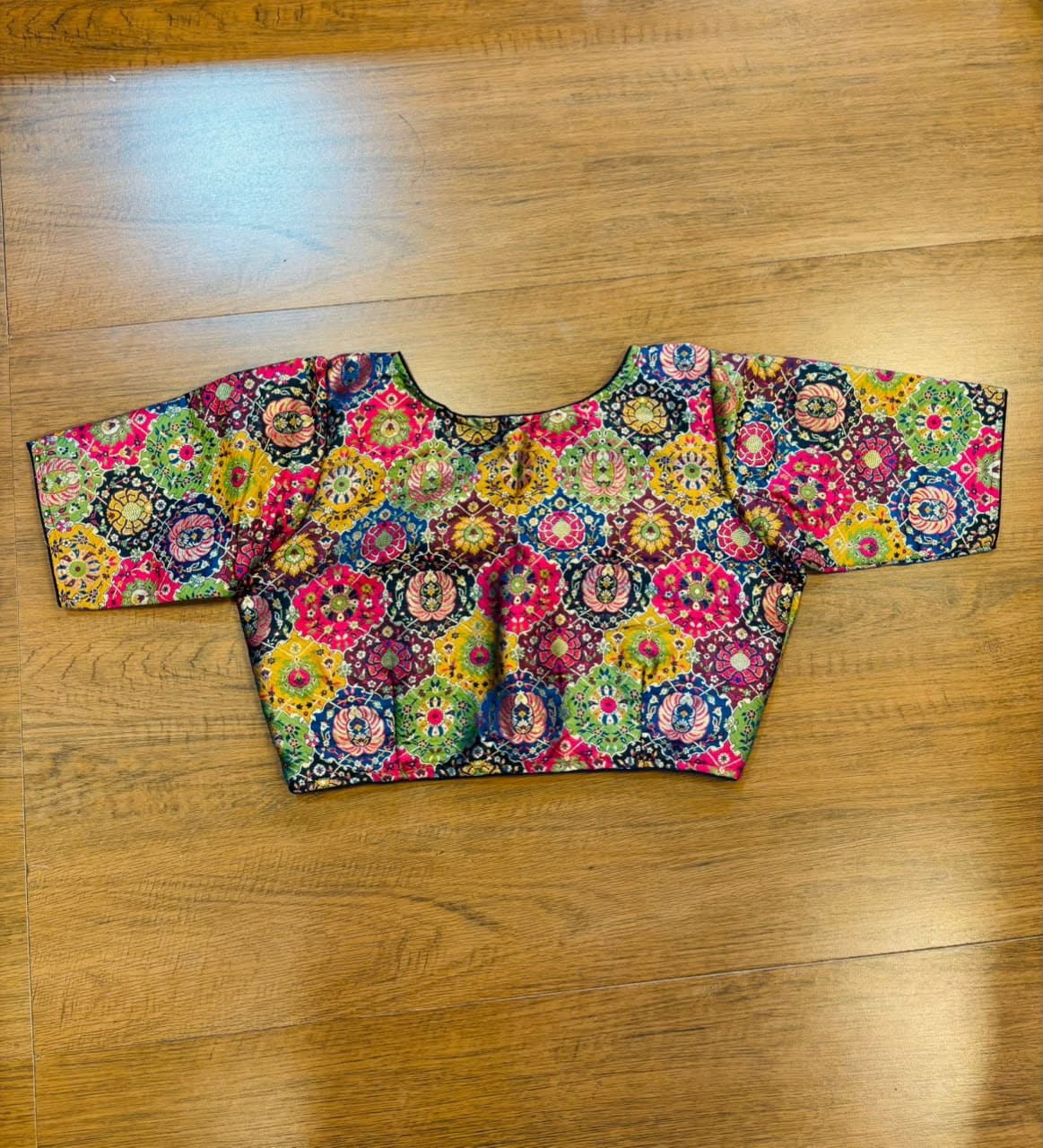 Crown on Repeat – Meenakari Katan Silk Banarasi Designer Blouse