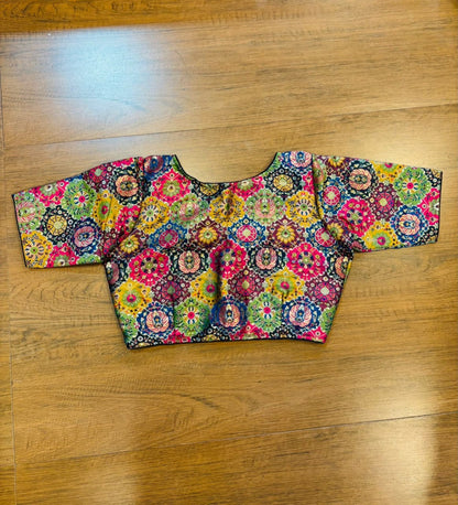 Crown on Repeat – Meenakari Katan Silk Banarasi Designer Blouse