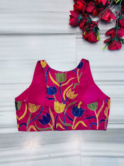 Miss Kantha Energy – Multicolor Kantha Stitch Halter Neck Blouse