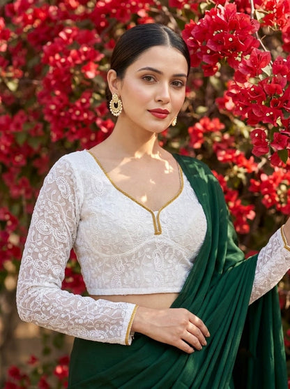 Pearl Petals Georgette Silk Designer Blouse