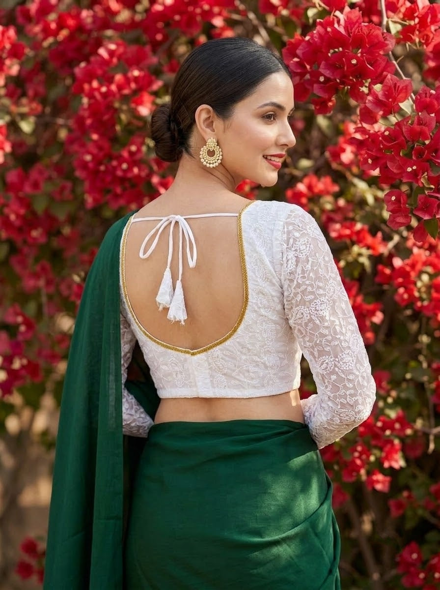 Pearl Petals Georgette Silk Designer Blouse