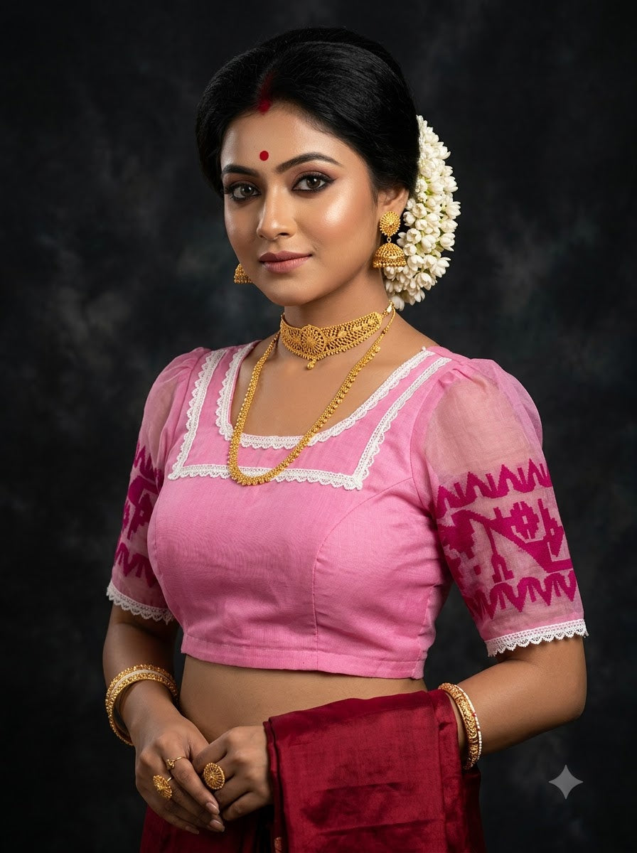 Golapi Jamdani Designer Blouse