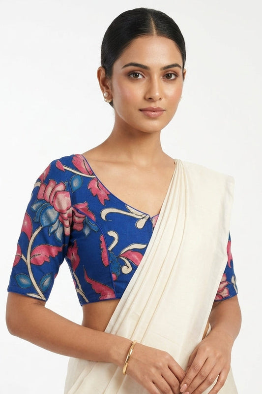 Neel Pushpa – Premium Kalamkari Blouse