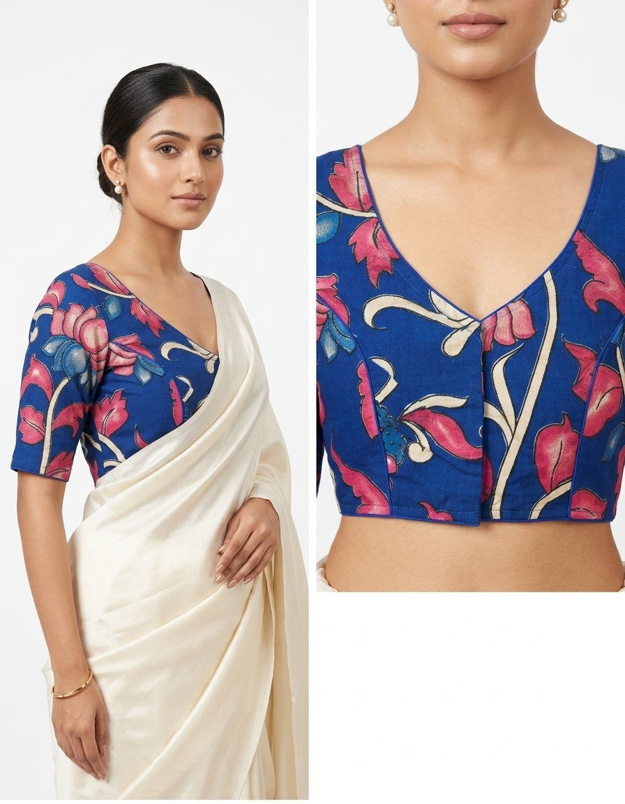 Neel Pushpa – Premium Kalamkari Blouse