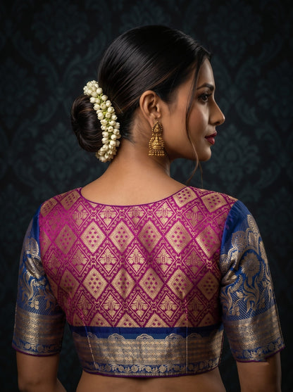 Rajeshwari Grace- Katan Silk Banarasi Zari Woven Designer Blouse