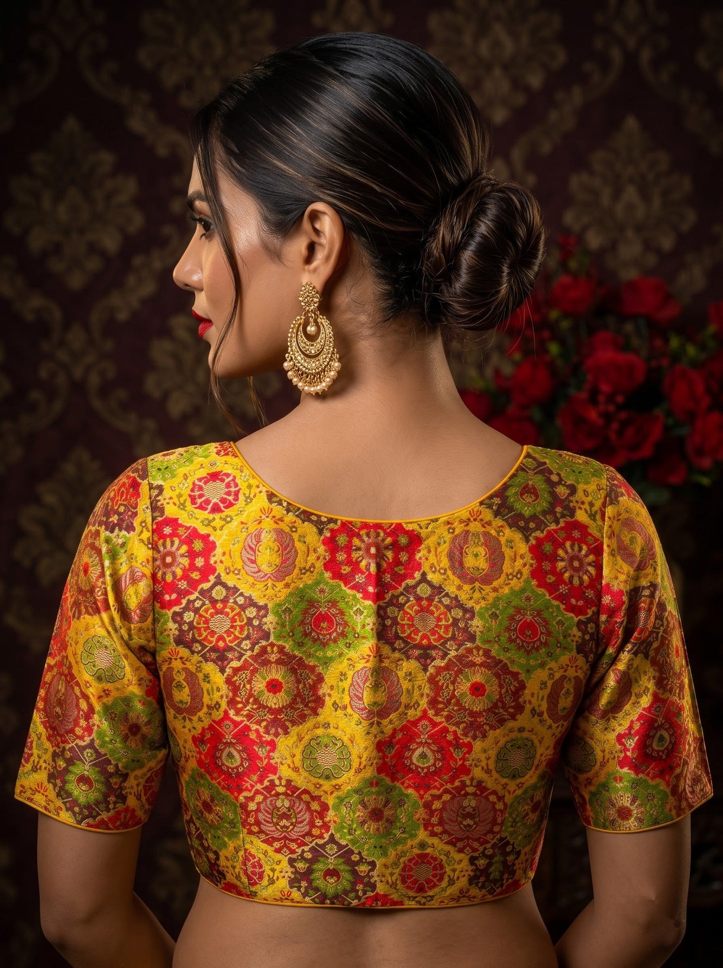 Crown on Repeat – Meenakari Katan Silk Banarasi Designer Blouse