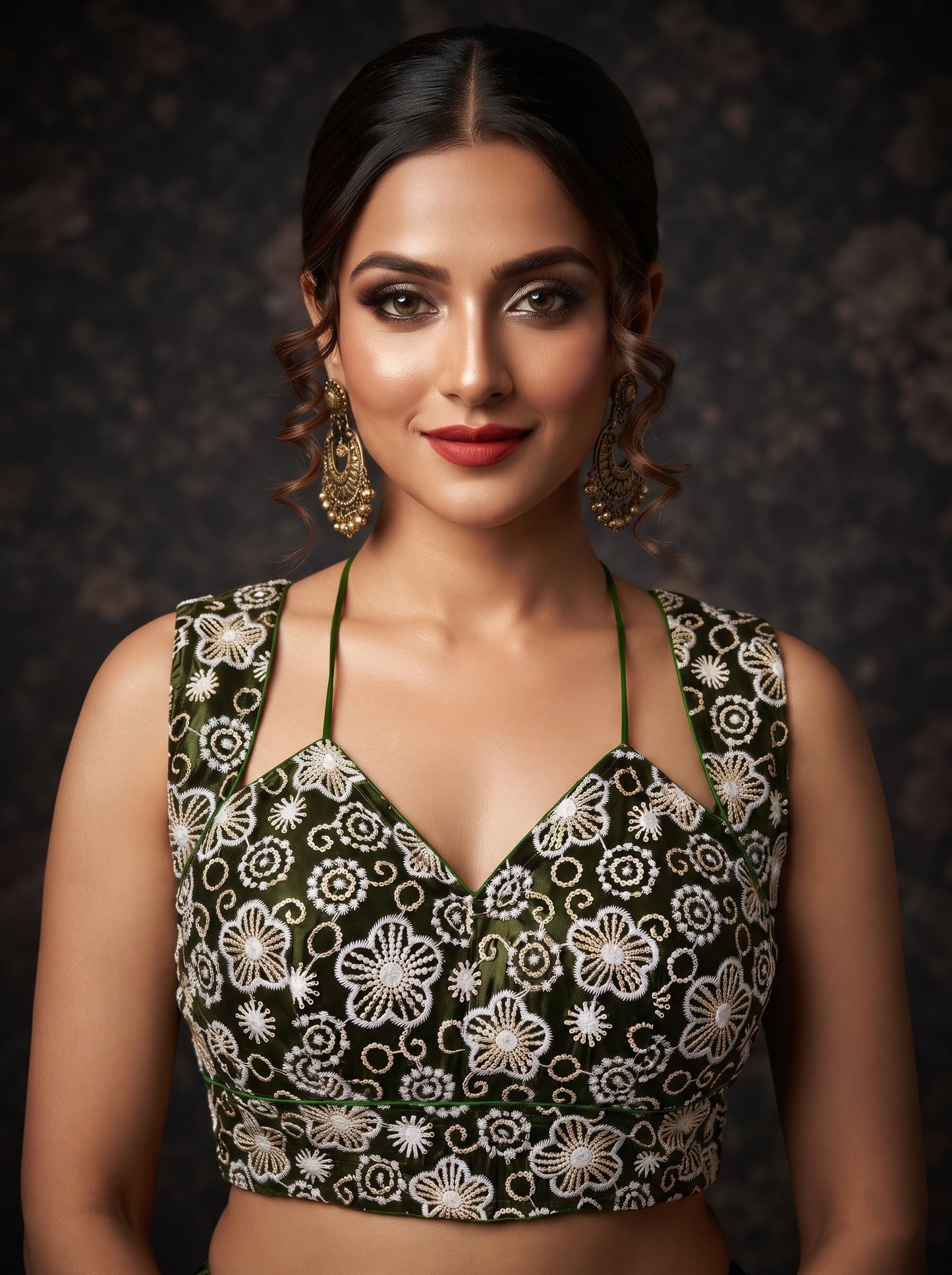 The Glam Edit Vichitra Silk Embroidered Blouse