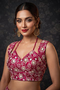 The Glam Edit Vichitra Silk Embroidered Blouse