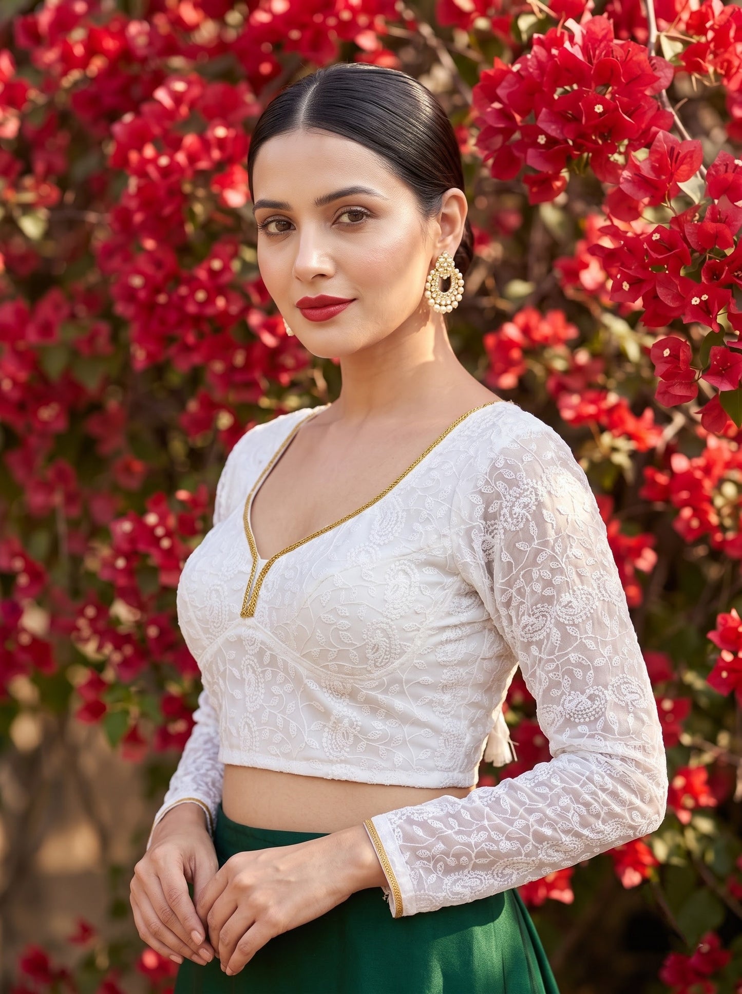 Pearl Petals Georgette Silk Designer Blouse