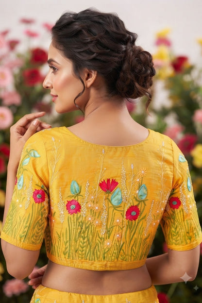 Gilded Garden Vichitra Silk Blouse