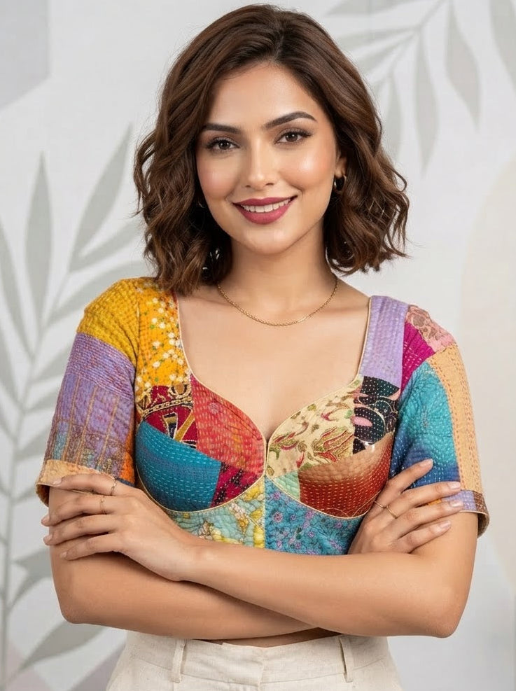 Color Carnival Boul Kantha Stitch Blouse