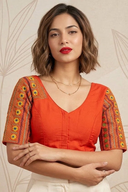 Sunflower Reverie-Multicolor Handwork Blouse