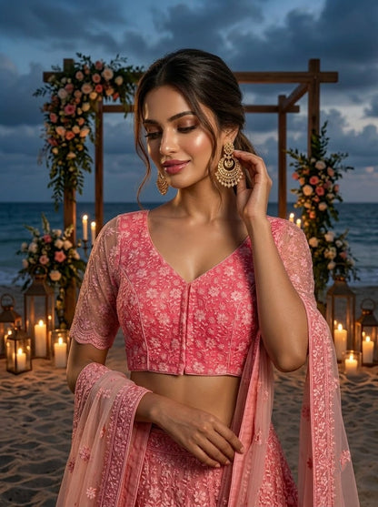 Magnificent Bloom Heritage Net Chikankari Blouse