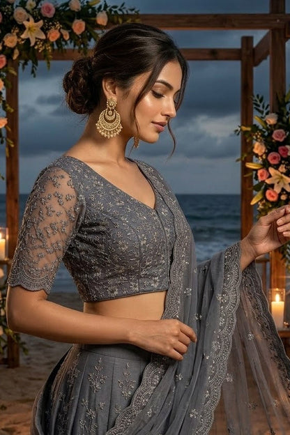 Magnificent Bloom Heritage Net Chikankari Blouse