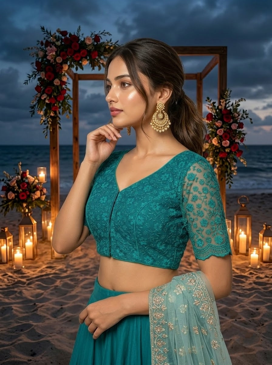 Magnificent Bloom Heritage Net Chikankari Blouse