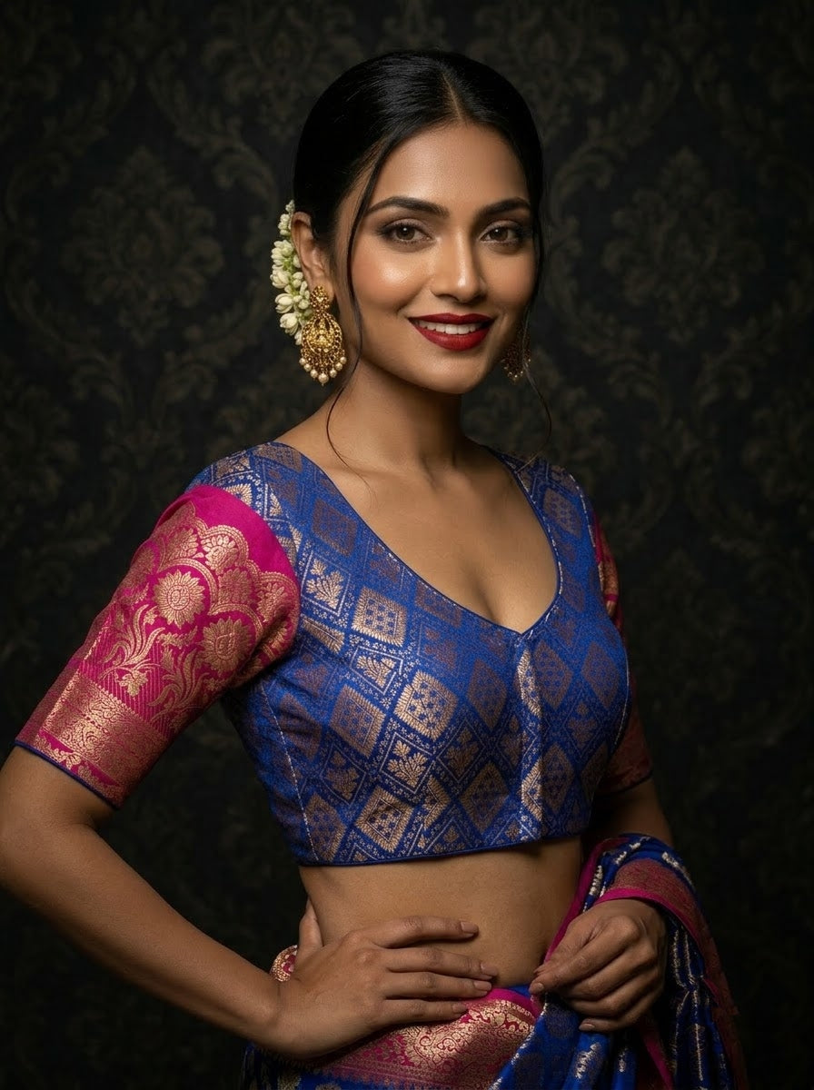 Rajeshwari Grace- Katan Silk Banarasi Zari Woven Designer Blouse